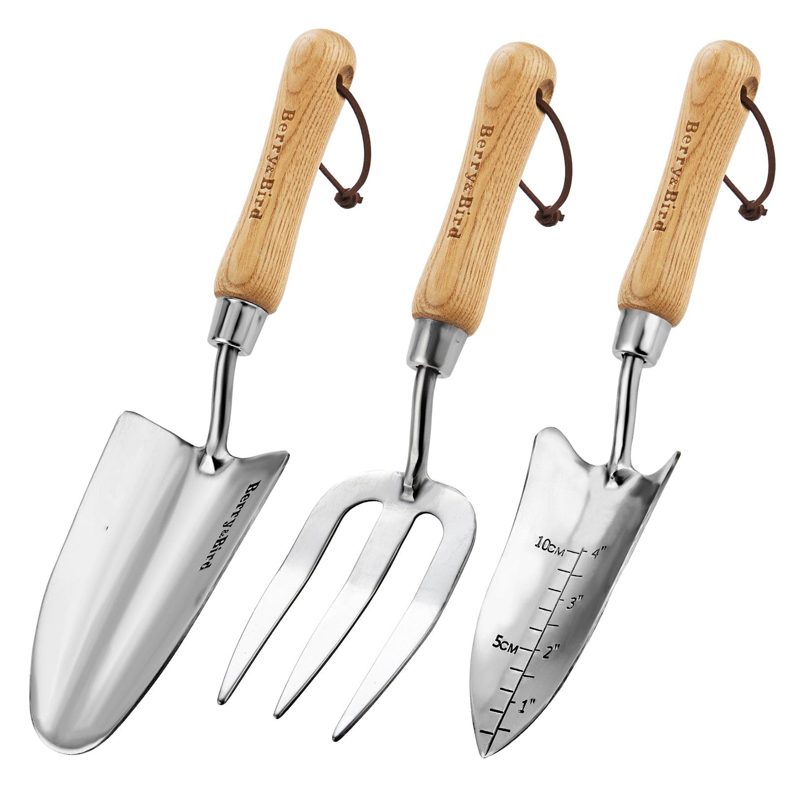 garden trowel stainless steel Garden Tool Set 3 PCS Stainless Steel Gardening Tool Kit (Wooden Handl – BerryandBird