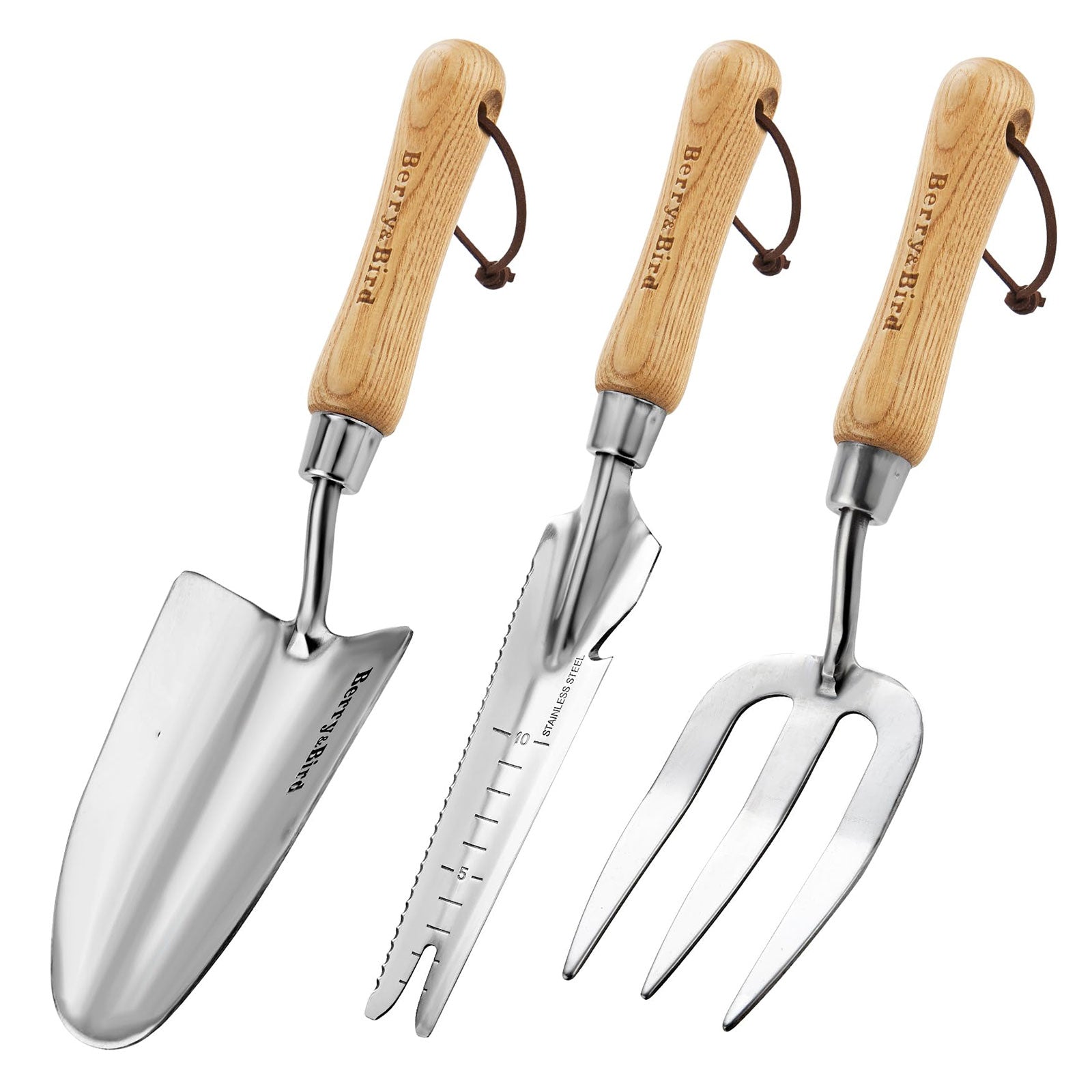 garden tool kit set Garden Tool Set 3 PCS Stainless Steel Gardening Tool Kit (Wooden Handle Trowel, Hand Fork & Weeder)