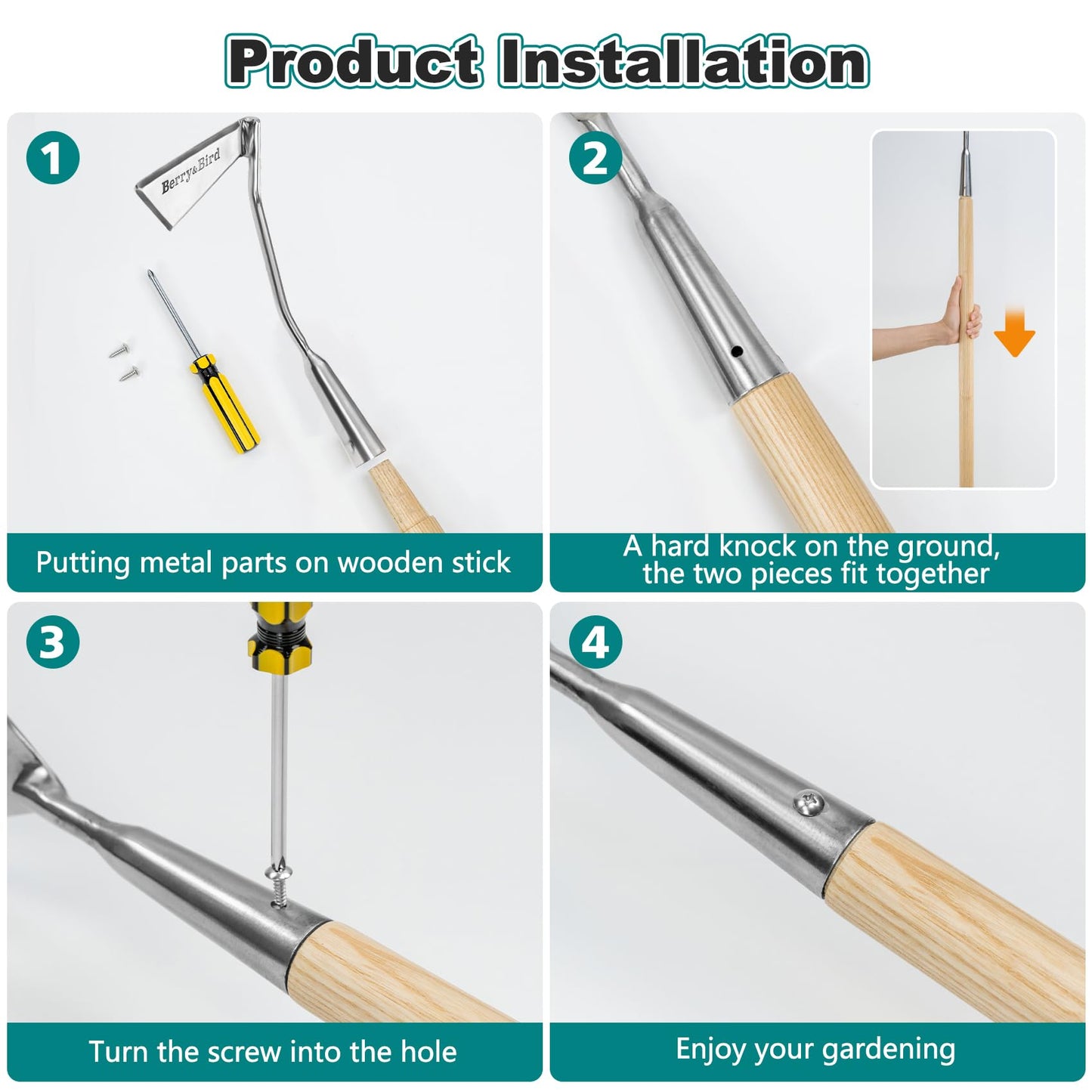 Weed Puller Tool Warren Hoe 61.8 inch 3 Edge Hoe