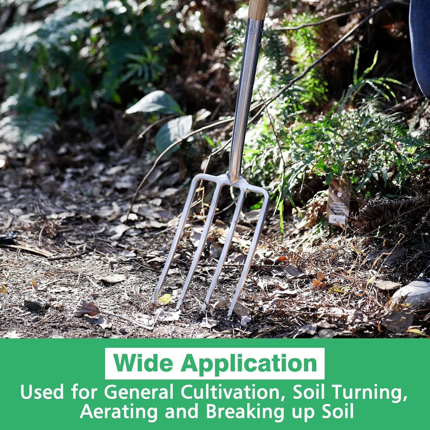 Garden Tools 4-Tine Stainless Steel Heavy Duty Spading Fork 43.9 inches D-Grip Handle
