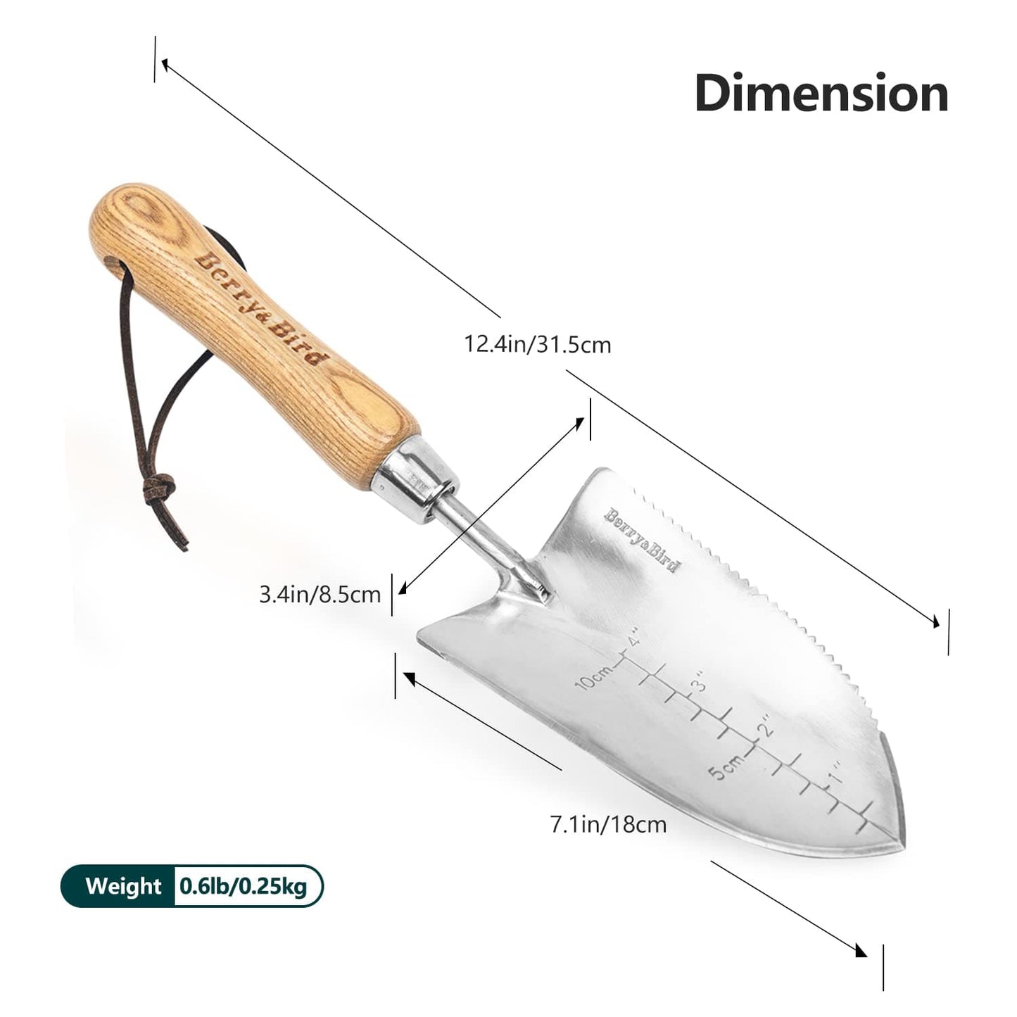 Garden Trowel Potting Serrated Planting Trowel with Wood Handle
