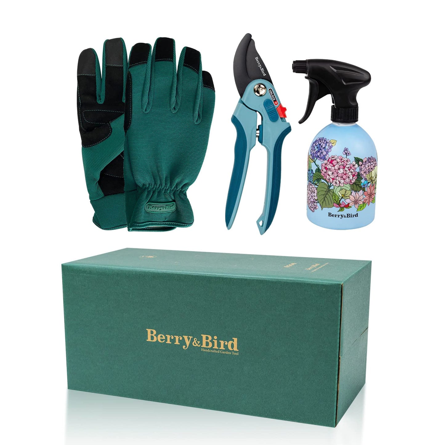 Garden Pruning Shear Set 3 PCS Gardening Tool Kit (Bypass Pruning Shears, Gloves, Water Sprayer)