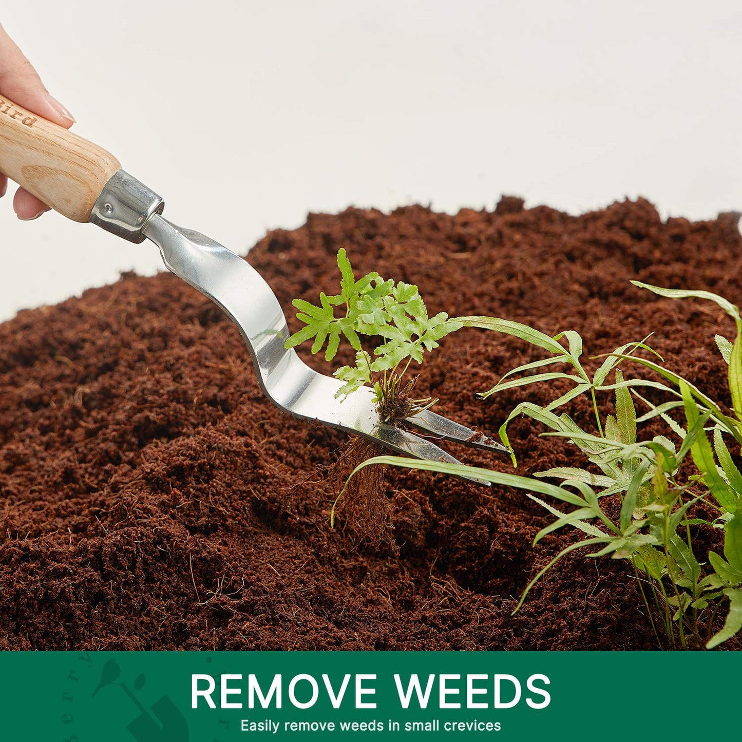 Garden Tools Hand Weeder Tool 12.1 inch with Wood Handle