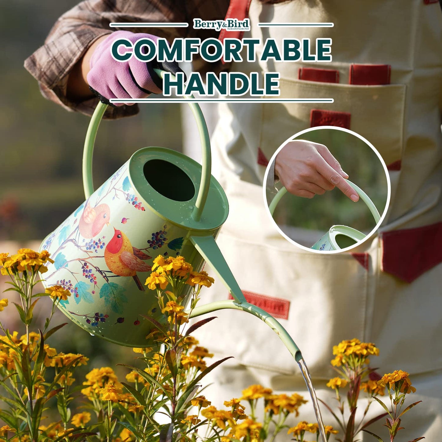 Garden Tools Long Spout Watering Can British Bloom Style (Green)