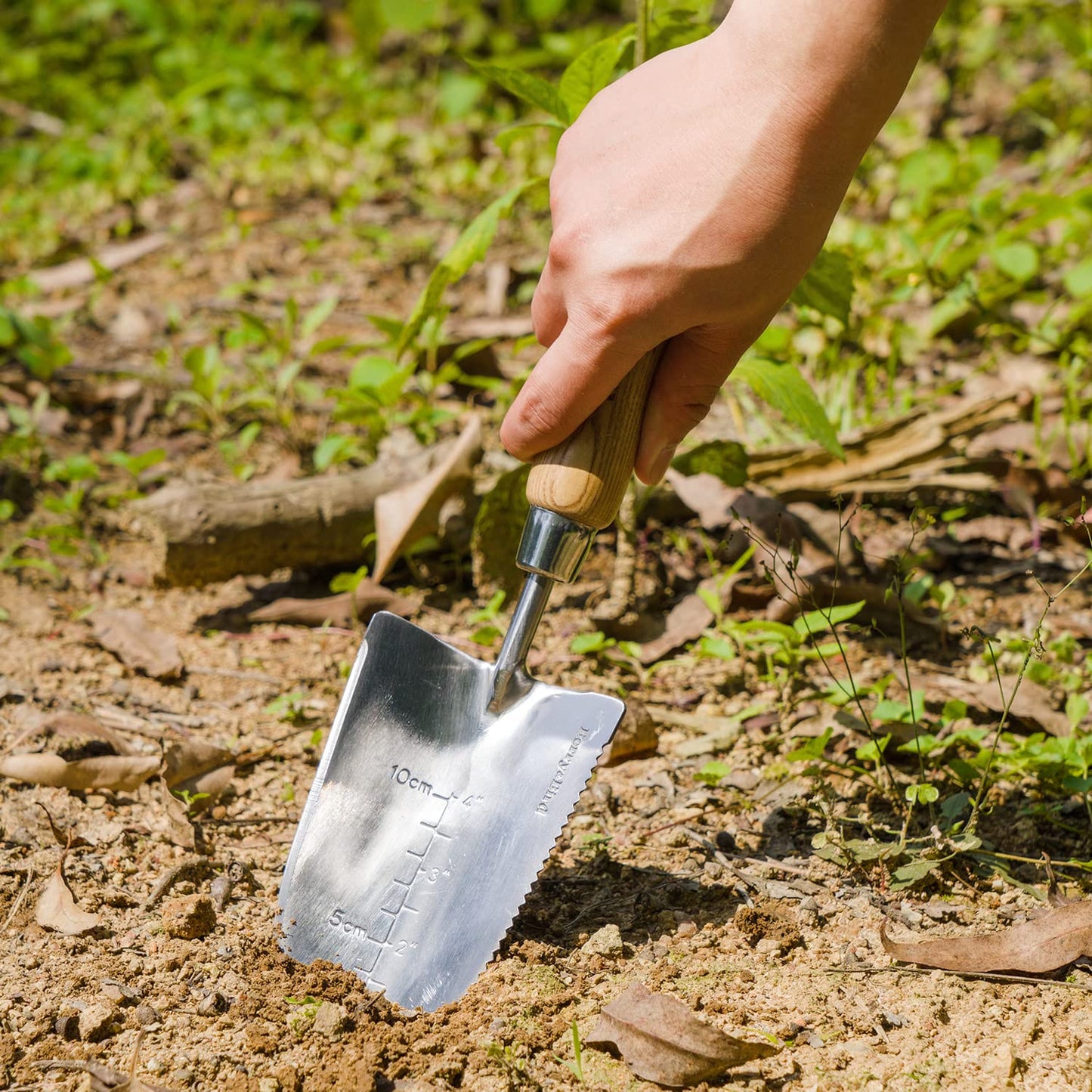 Garden Trowel Potting Serrated Planting Trowel with Wood Handle