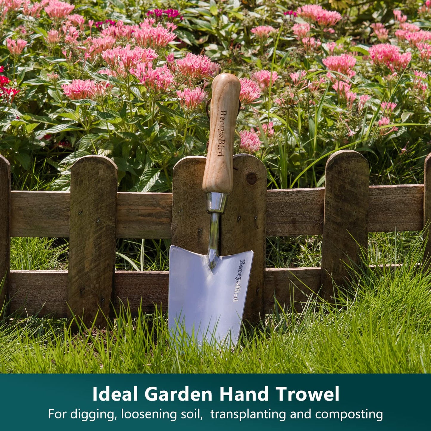 Garden Tool Set 3 PCS Stainless Steel Gardening Tool Kit (Wooden Handle Trowel, Hand Fork & Weeder)
