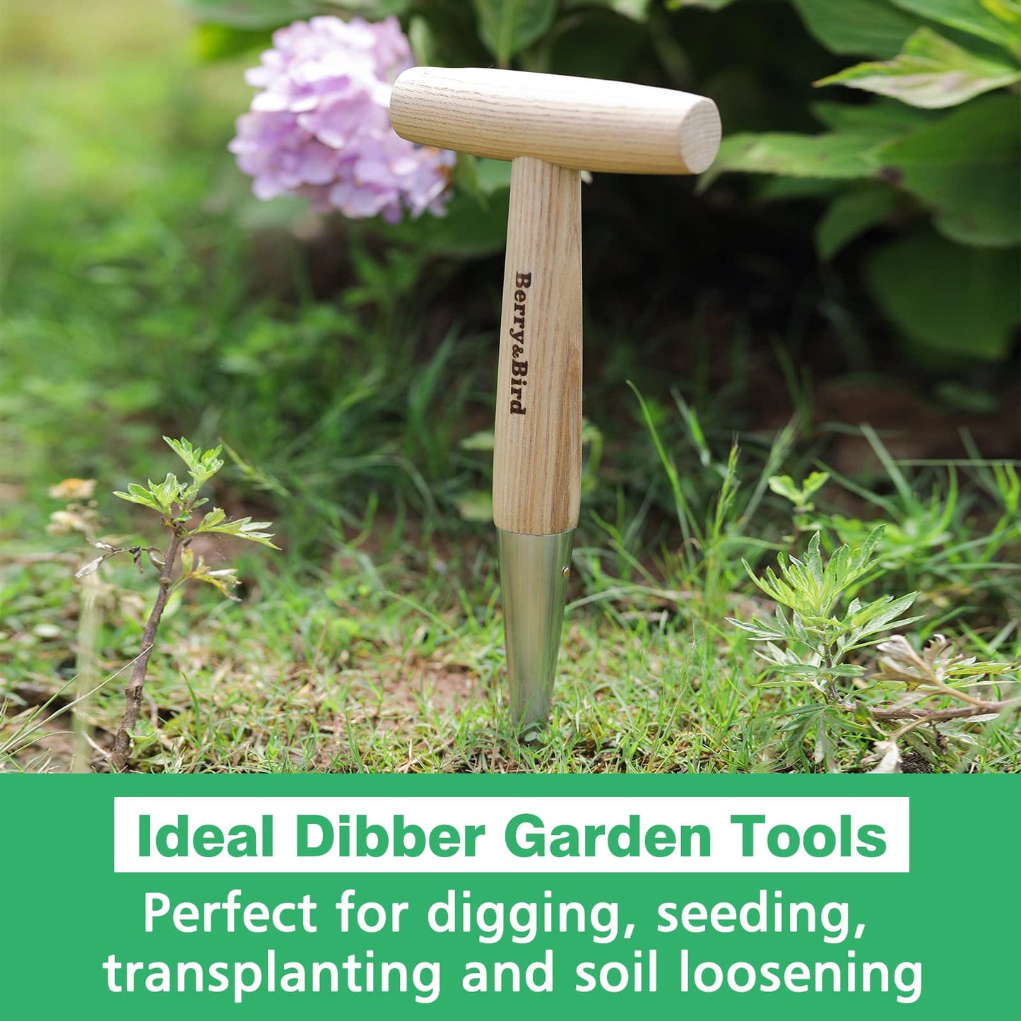 Garden Dibber with Wood Handle