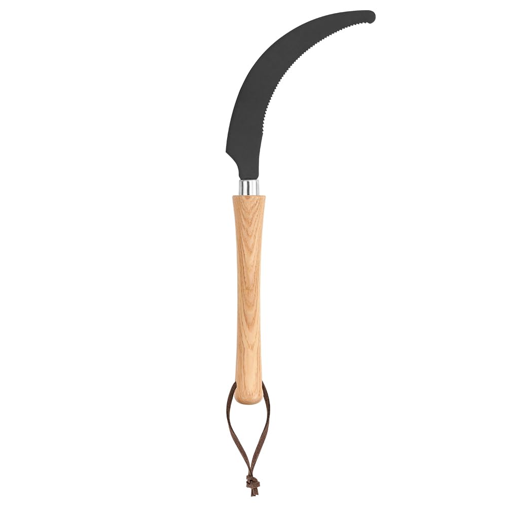 Garden Tools Grass Sickle with Sawtooth Hand Sickle with Heavy Duty SK5 Carbon Steel Blade