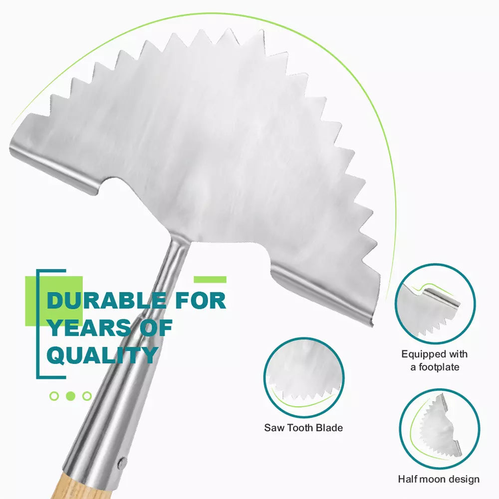Garden Tools Lawn Edger 39.37 inch Stainless Steel Half-Moon Lawn Edger with T-shaped Long Wooden Handle