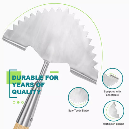 Garden Tools Lawn Edger 39.37 inch Stainless Steel Half-Moon Lawn Edger with T-shaped Long Wooden Handle