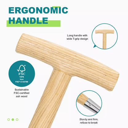 Garden Tools Lawn Edger 39.37 inch Stainless Steel Half-Moon Lawn Edger with T-shaped Long Wooden Handle