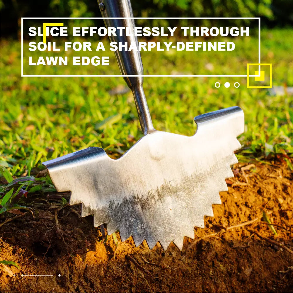 Garden Tools Lawn Edger 39.37 inch Stainless Steel Half-Moon Lawn Edger with T-shaped Long Wooden Handle