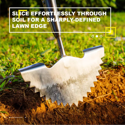 Garden Tools Lawn Edger 39.37 inch Stainless Steel Half-Moon Lawn Edger with T-shaped Long Wooden Handle