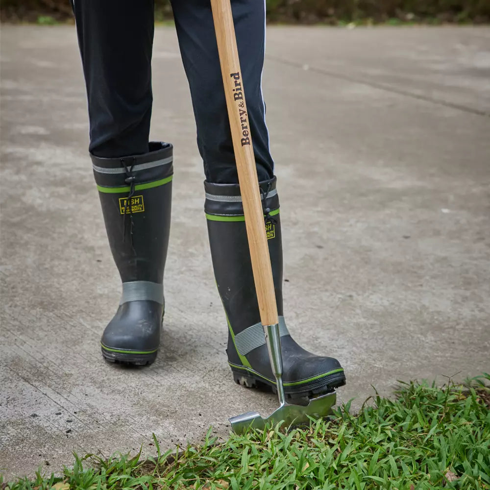 Garden Tools Lawn Edger 39.37 inch Stainless Steel Half-Moon Lawn Edger with T-shaped Long Wooden Handle