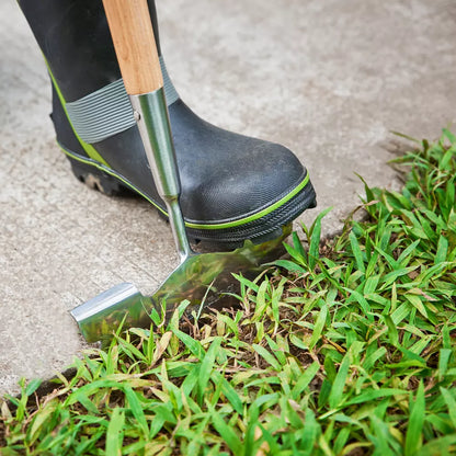 Garden Tools Lawn Edger 39.37 inch Stainless Steel Half-Moon Lawn Edger with T-shaped Long Wooden Handle