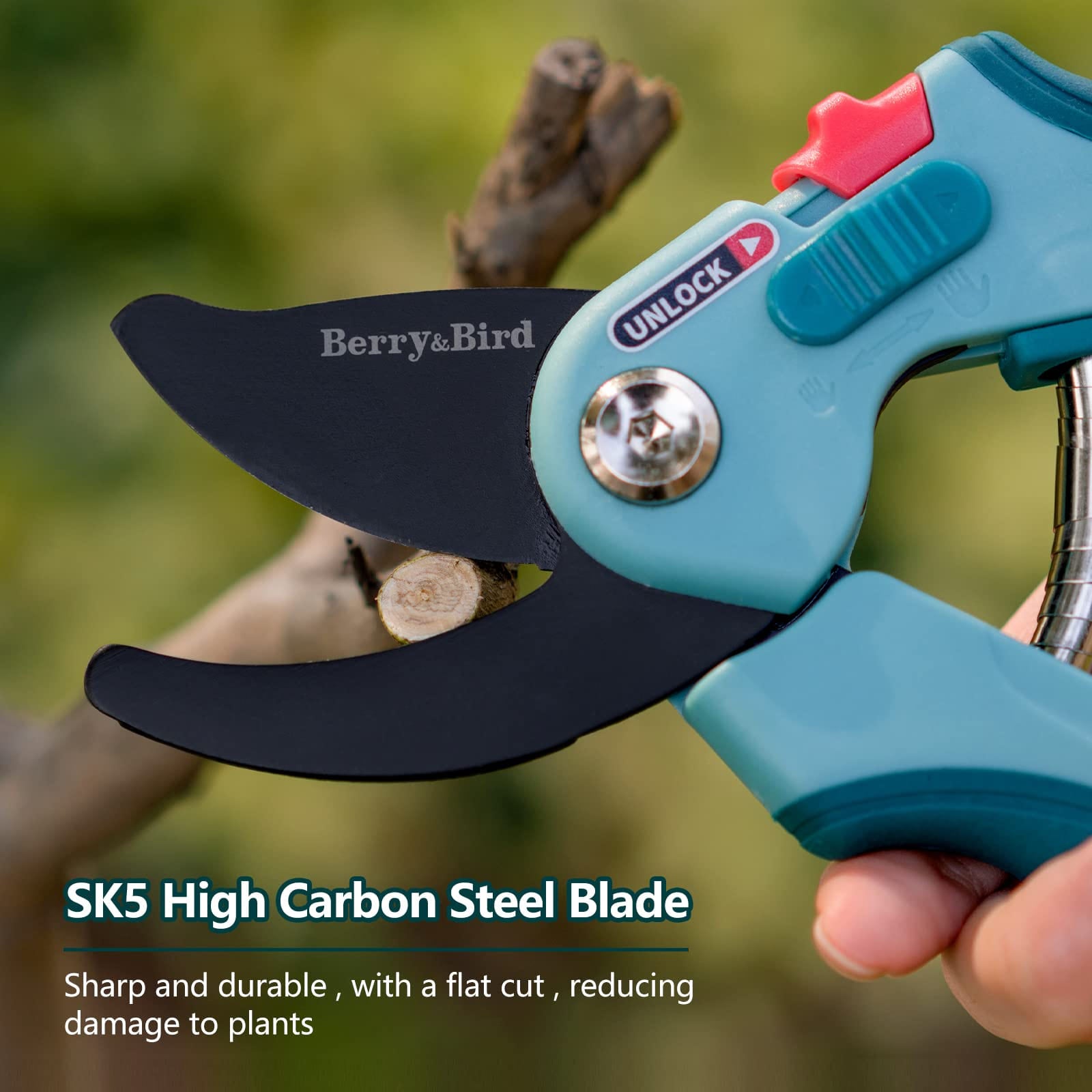 Garden Shears 8.7inch Hand Pruner with Safety Lock SK5 High Carbon Steel  Blades