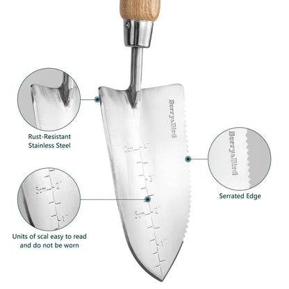 serrated edge garden trowel Garden Trowel Potting Serrated Planting Trowel with Wood Handle – BerryandBird