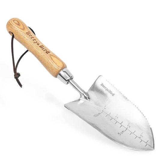 Garden Trowel Potting Serrated Planting Trowel with Wood Handle