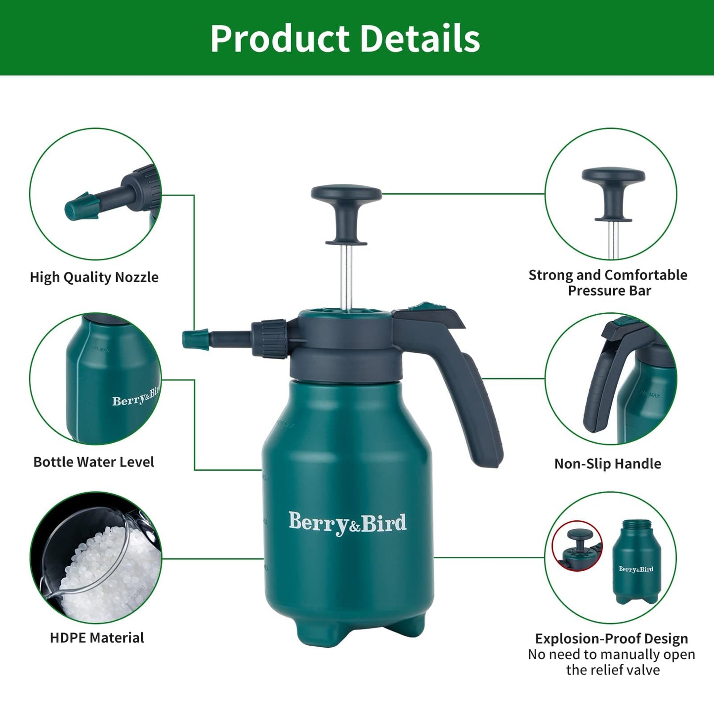 no pressure in garden sprayer Sprayer Bottle 0.5 Gallon 68 oz Pump Sprayer 2L with Adjustable Nozzle – BerryandBird